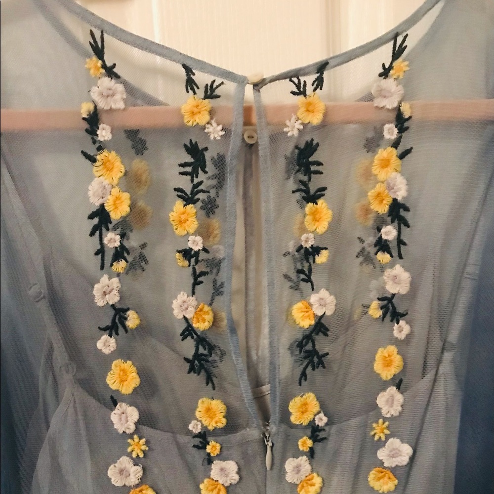 #034. French Connection tulle midi dress with floral embroidery - Picture 14 of 15